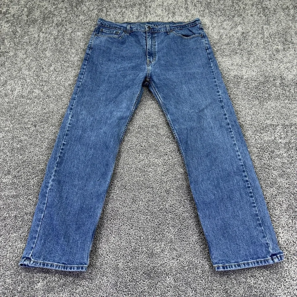 Levis 505 Jeans Mens 40x32 Blue Regular Straight Denim Medium Wash Logo Casual